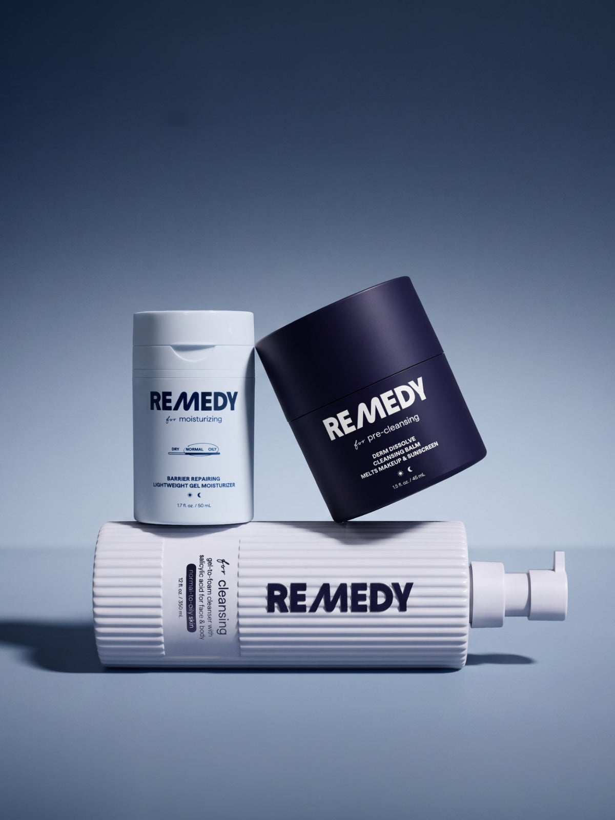Remedy moisturizer, cleansing balm and gel-to-foam cleanser